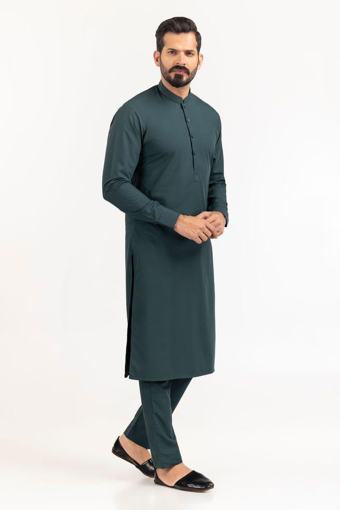 Green Wash & Wear Unstitched Suit for Men – Premium Winter Eid & Wedding Collection Pakistan