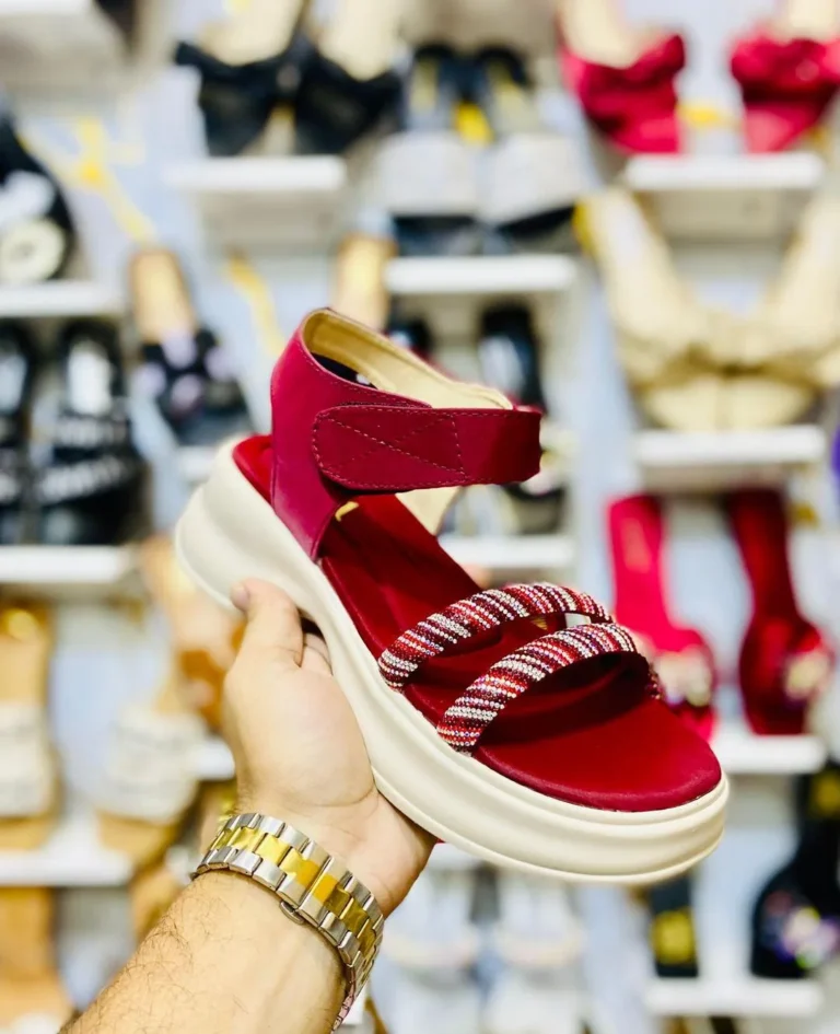 Red PU Leather Sandals for Women – Stylish Casual Summer Footwear