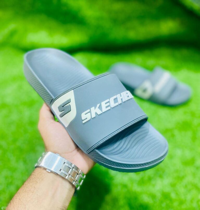 Men’s Grey PU Leather Slide Slippers in Pakistan – Comfortable, Lightweight & Stylish Casual Footwear