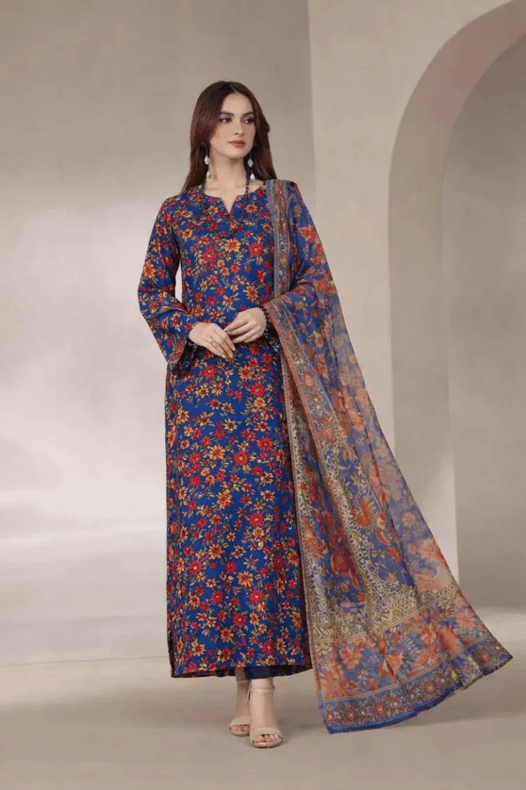 Blue Digital Printed Lawn 3-Piece Suit – Stylish Summer Collection for Women