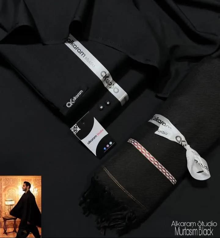 Elegant Black Winter Wash and Wear Men’s Suit with Premium Wool Shawl: The Ultimate Pakistani Formal Ensemble