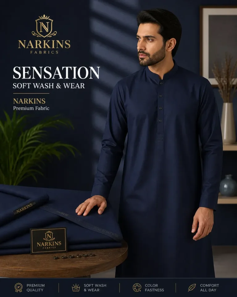 Premium Men’s Unstitched Blue Wash and Wear Suit: Versatile All-Season Traditional Wear Guide in Pakistan
