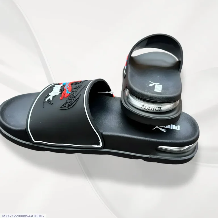 Men’s Black Textured Semi-Formal Slide Slippers in Pakistan – Comfortable & Stylish Everyday Footwear