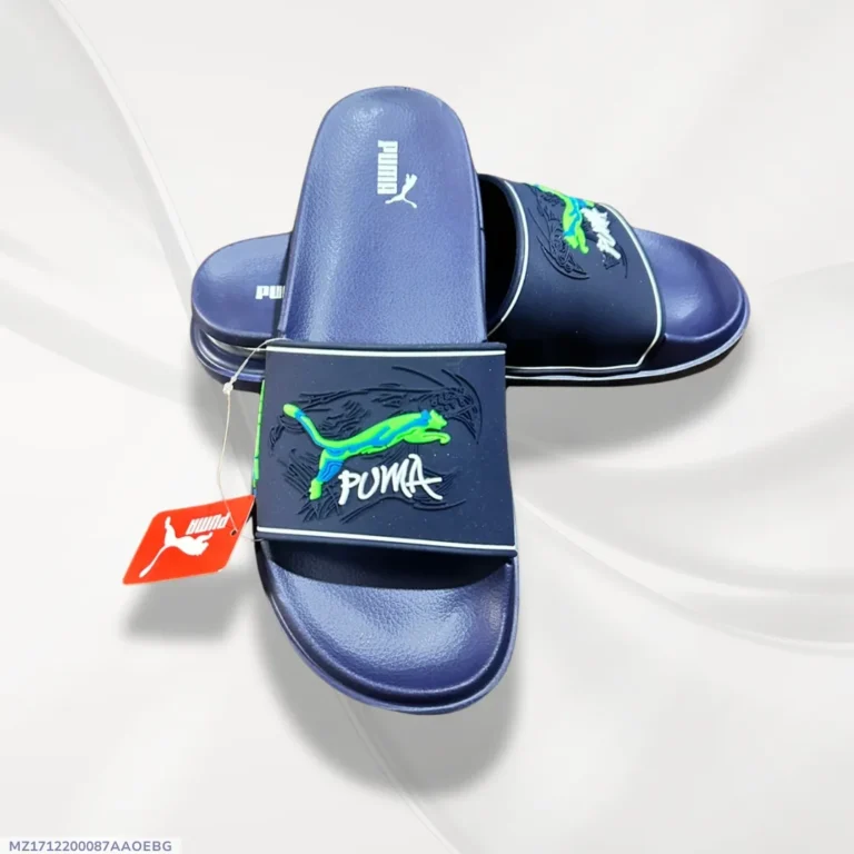 Men’s Blue Textured Formal Slide Slippers in Pakistan – Lightweight Comfort & Premium Everyday Style