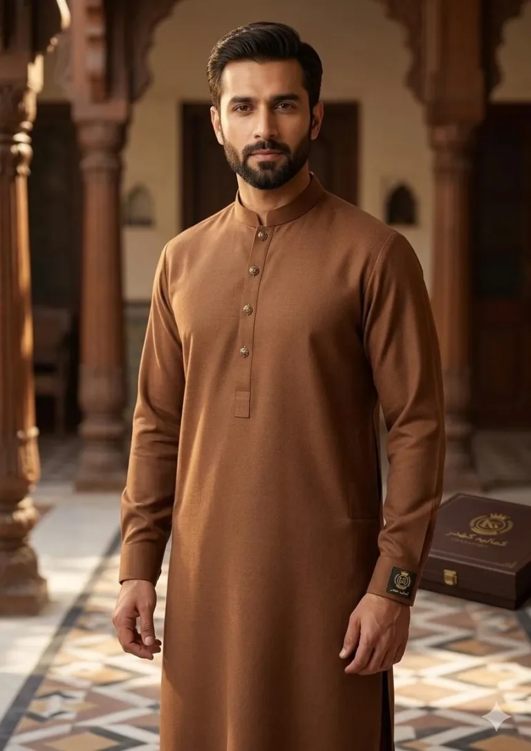 Premium Brown Khaddar Suit for Summer – Comfortable Traditional Wear for Modern Men