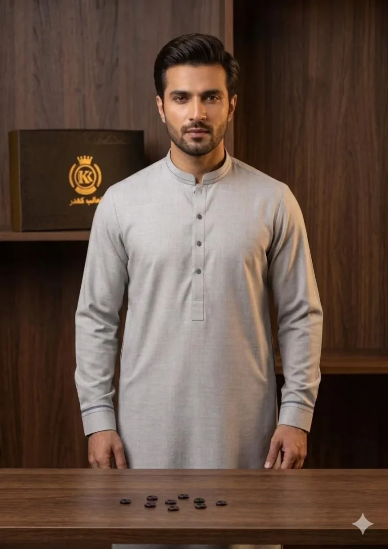 Premium Khaddar Grey Unstitched Suit – Comfortable Summer Wear with Elegant Plain Design for Men in Pakistan