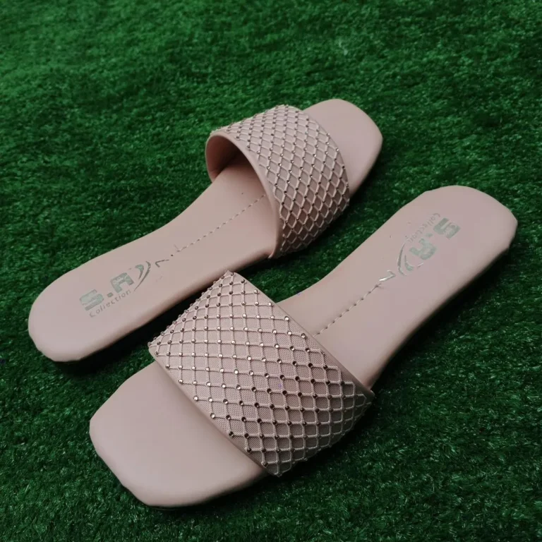 Stylish Pink Rhinestone Flats for Women – Elegant Synthetic Leather Fancy Shoes for Every Occasion