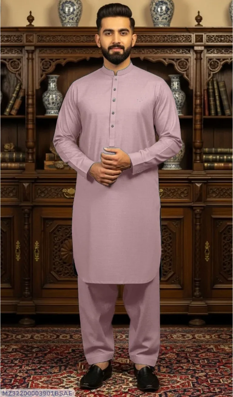 Premium Purple Cotton Suit for Summer – Elegant Plain Unstitched Suit for Men