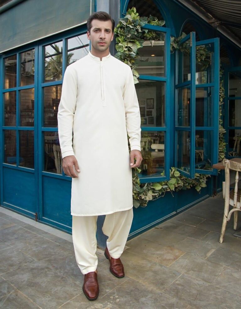 Premium Men’s Unstitched Off-White Wash and Wear Suit: Ultimate Winter Festive Wear Guide in Pakistan