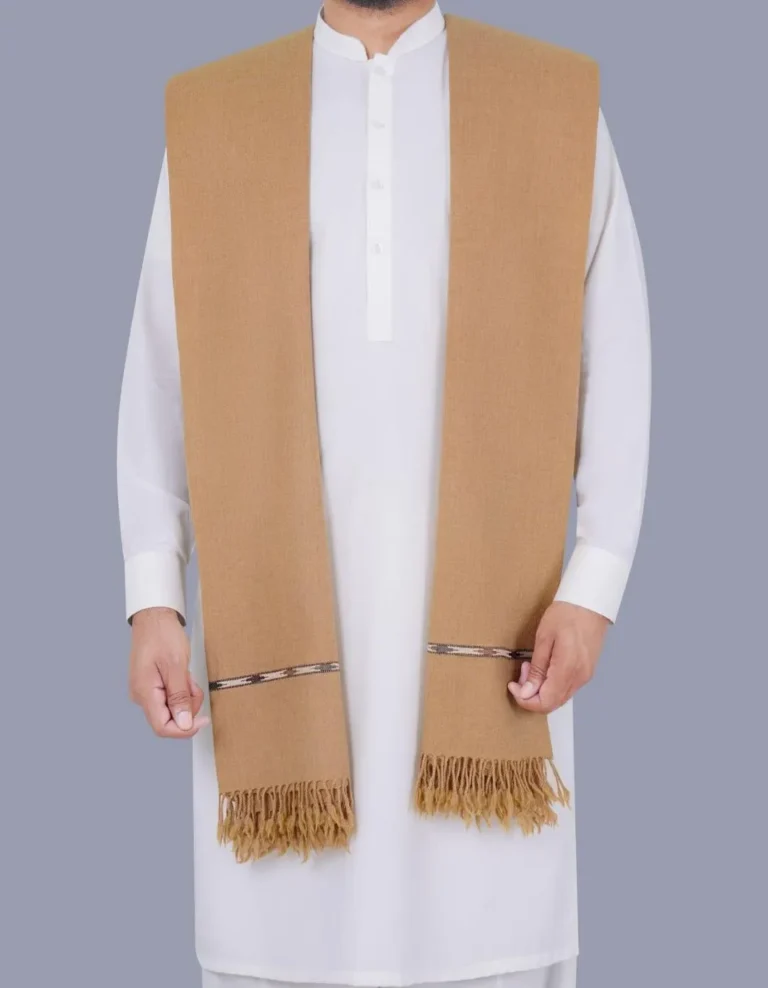 Premium Men’s Wool Plain Shawl – Warm Beige Winter Shawl for Weddings, Office & Formal Wear in Pakistan