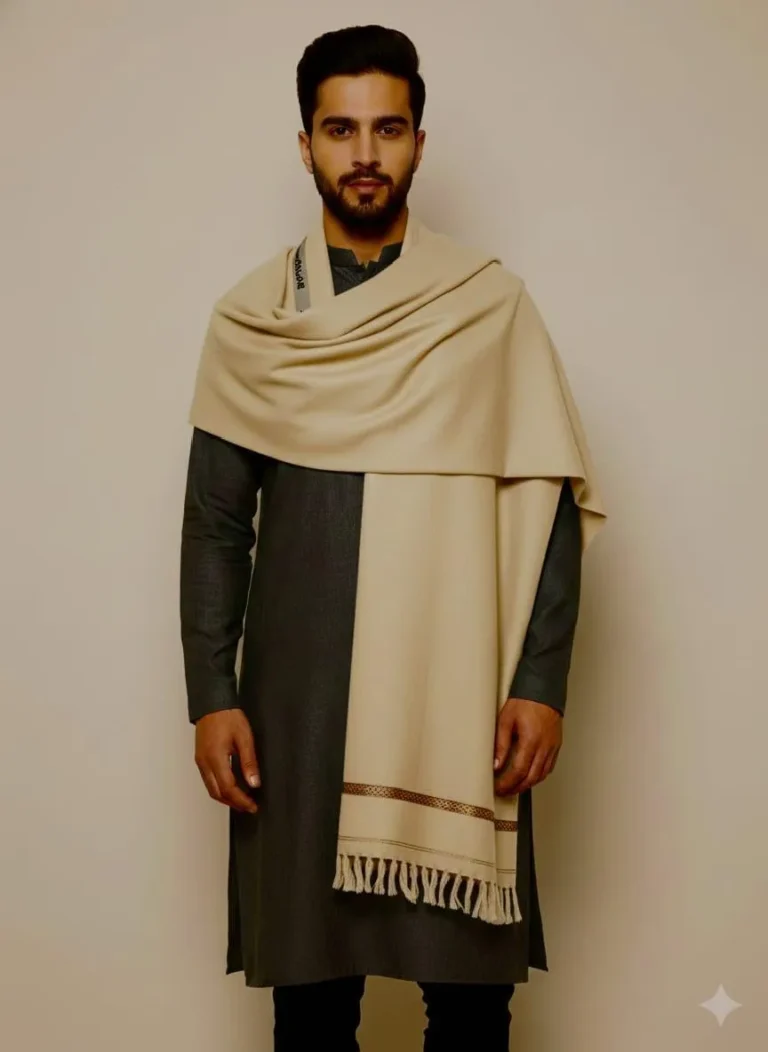 Premium Men’s Wool Plain Yellow Shawl – Elegant Winter Shawl for Weddings, Shaadi Season & Formal Wear in Pakistan
