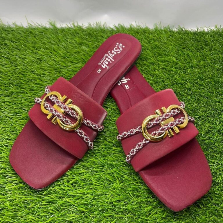 Elegant Maroon Women’s Flats – Stylish Synthetic Leather Fancy Shoes for Everyday Glamour