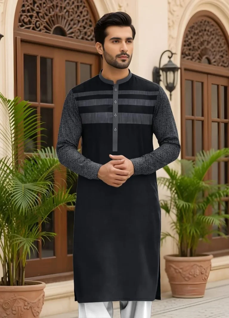 Premium Men’s Unstitched Black Cotton Self-Print Suit: The Ultimate Festive & Formal Wear Guide in Pakistan
