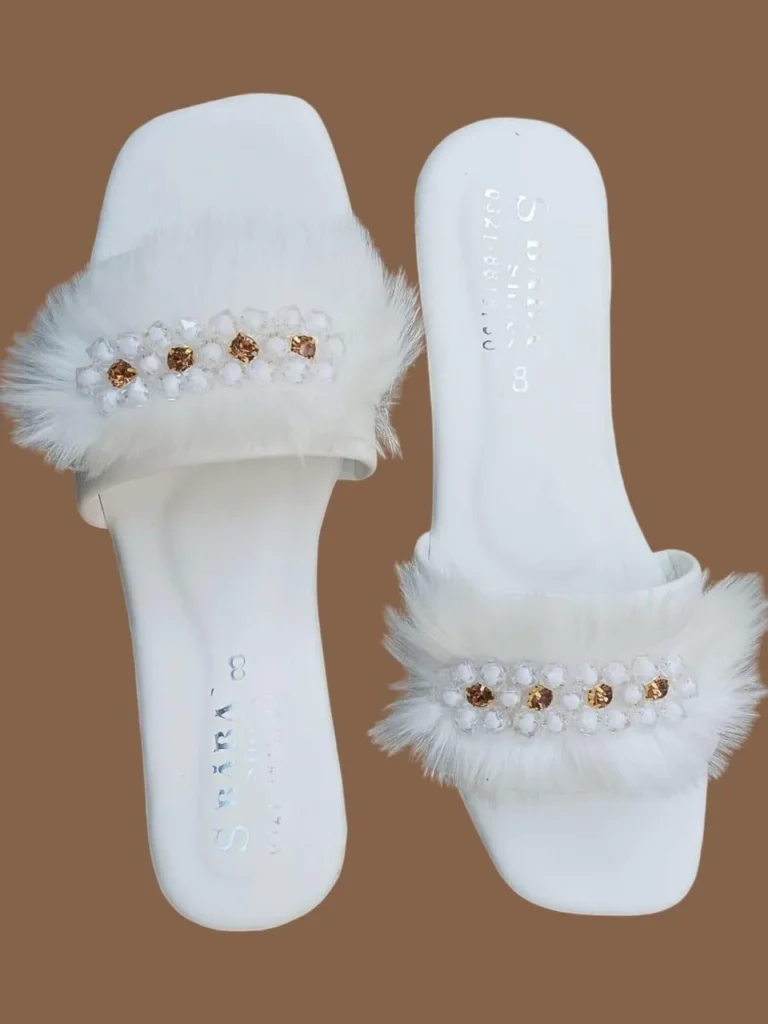 Elegant White Fancy Flats for Women – Stylish, Comfortable & Perfect for Weddings, Eid, and Daily Wear