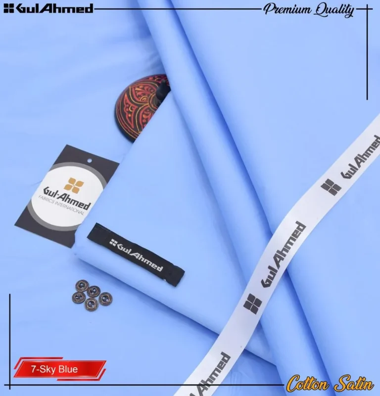 Premium Sky Blue Cotton Satin Plain Suit for Men – Stylish Winter Wear Unstitched 4 Meter Fabric in Pakistan