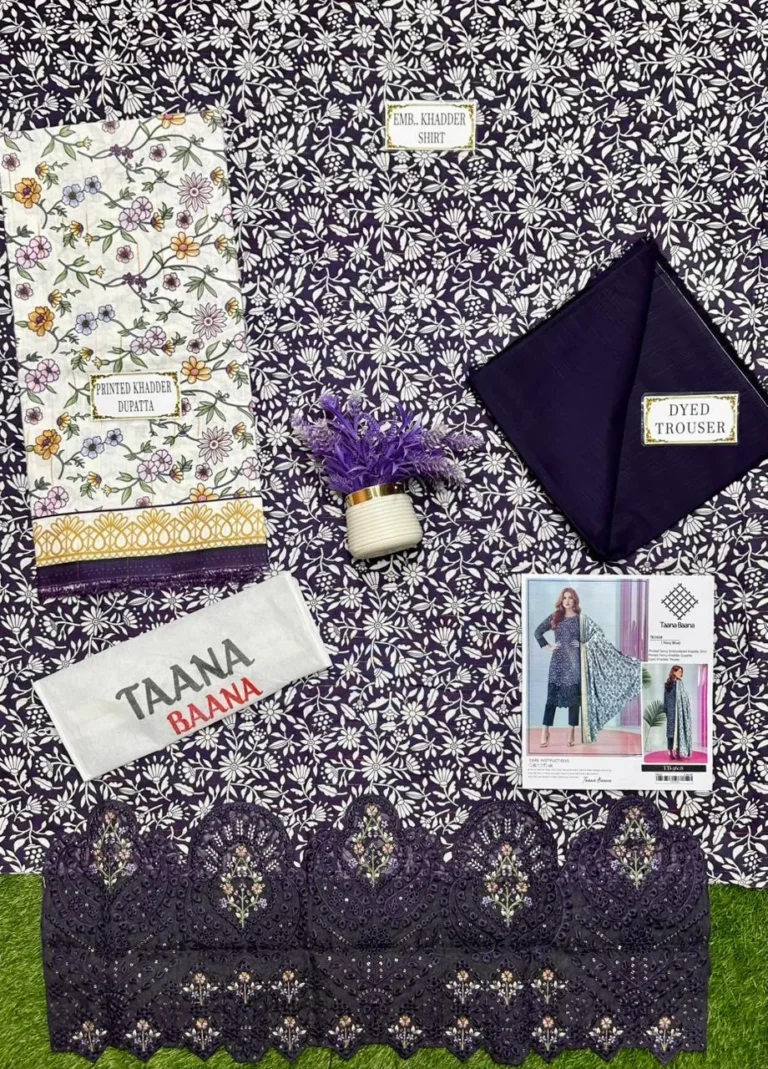 Purple Khaddar 3-Piece Unstitched Printed Suit for Women – A Perfect Blend of Elegance, Comfort, and Festive Fashion