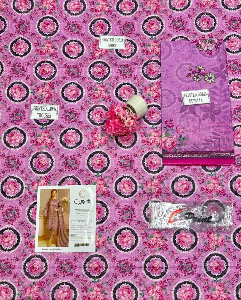 Pink Dobby Lawn 3-Piece Unstitched Printed Suit for Women – A Perfect Blend of Everyday Comfort and Timeless Style