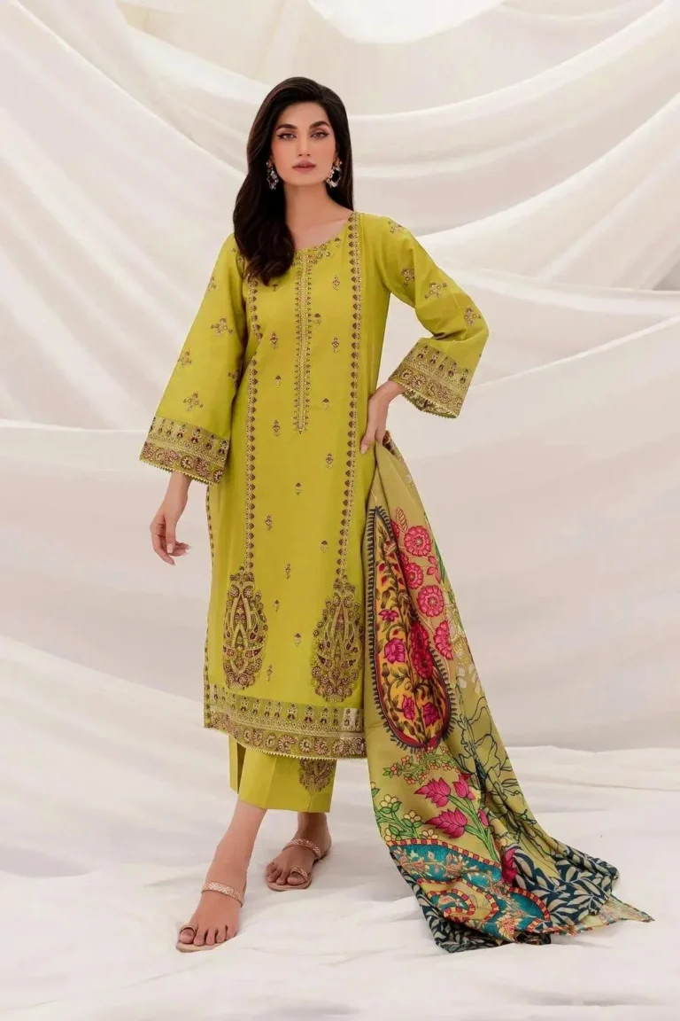 Green 3-Piece Embroidered Lawn Suit with Digital Print Lawn Dupatta | Women’s Summer Collection 2026