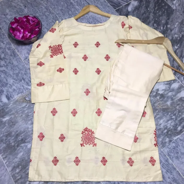 Elegant Beige Embroidered Lawn 2 Piece Suit for Women – Comfortable and Stylish Everyday Wear